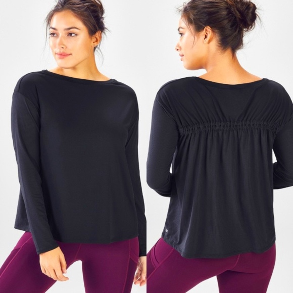 Fabletics Black Athletic Long Sleeve Top Size Small